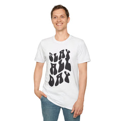 Slay All Day Printed English quotes Unisex Softstyle T-Shirt - Motivational Graphic Tee