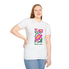 Flower Love Unisex Softstyle Girls T-Shirt - Vibrant Floral Design for Nature Lovers