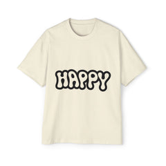 Men's Heavy Oversized Tee - 'HAPPY' Statement Shirt