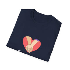 Forever Love Unisex Softstyle Relatonship T-Shirt - Handholding Heart Design