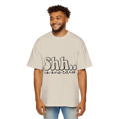 Casual Men's Oversized Tee - "Shhh... No One Cares"