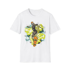 Yo! Graffiti Graphic Unisex Softstyle T-Shirt for Trendy Streetwear Enthusiasts