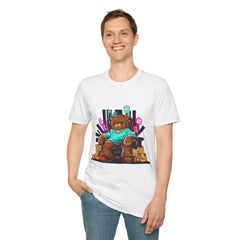 Charming Bear Graphic Unisex Softstyle Teddy T-Shirt - Casual Vibe, Perfect for Gifting