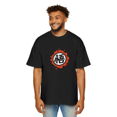 Men's Heavy Oversized Tee with Japanese Character Design DRAGON - Streetwear Style