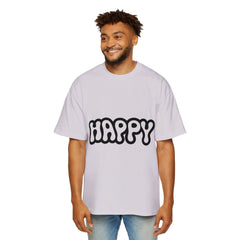 Men's Heavy Oversized Tee - 'HAPPY' Statement Shirt