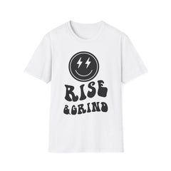Rise & Grind Printed English quotes Unisex Softstyle T-Shirt - Motivational Graphic Tee