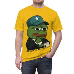 Virtuals Pepe the Frog AOP Unisex Tee - Whimsical Graphic Tee for Gamers, Meme Lovers, Casual Wear, Birthday Gift, Fun Fashion