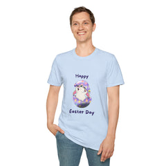 Happy Easter Day Unisex Softstyle Girls T-Shirt - Cute Bunny Design