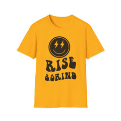 Rise & Grind Printed English quotes Unisex Softstyle T-Shirt - Motivational Graphic Tee