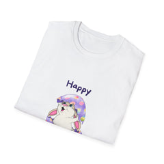 Happy Easter Day Unisex Softstyle Girls T-Shirt - Cute Bunny Design