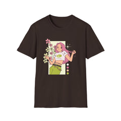 Retro Floral Graphic Girls T-Shirt for Women - Softstyle Tee with Chic Design