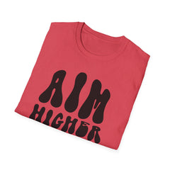 Inspirational Unisex Softstyle T-Shirt - 'Aim Higher, Dream Bigger'