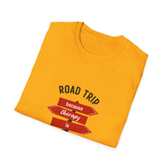 Road Trip Therapy Unisex Softstyle Girls T-Shirt - Adventure & Humor