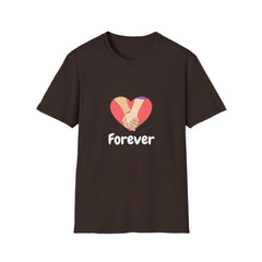 Forever Love Unisex Softstyle Relatonship T-Shirt - Handholding Heart Design