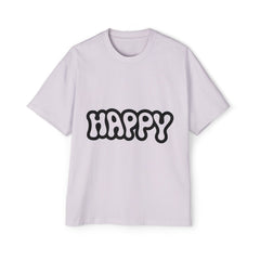 Men's Heavy Oversized Tee - 'HAPPY' Statement Shirt
