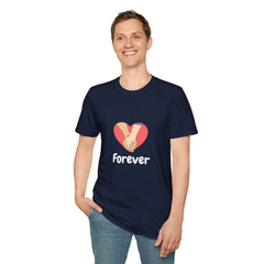 Forever Love Unisex Softstyle Relatonship T-Shirt - Handholding Heart Design