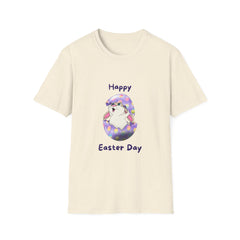 Happy Easter Day Unisex Softstyle Girls T-Shirt - Cute Bunny Design