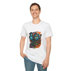 Devotional Printed T-Shirt | Colorful Abstract Face Design