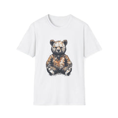 Camo Bear Unisex Softstyle Teddy T-Shirt - Stylish Outdoor Vibe for Nature Lovers