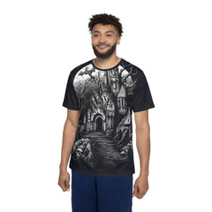 Gothic Castle Men's Sports Premium Jersey - Unique Athletic Tee for Halloween & Sports Enthusiasts