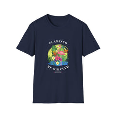 Flamingo Beach Club Unisex Softstyle Summer T-Shirt - Tropical Vibes
