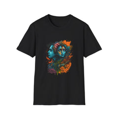 Devotional Printed T-Shirt | Colorful Abstract Face Design