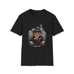 Cool Bear in Suit Unisex Softstyle Teddy T-Shirt - Trendy Graphic Tee for Animal Lovers