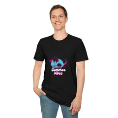 Summer Vibes Unisex Softstyle T-Shirt - Retro Tropical Palms Design