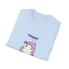 Happy Easter Day Unisex Softstyle Girls T-Shirt - Cute Bunny Design