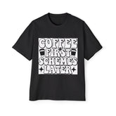 Coffee First Schemes Later Oversized Tee - Casual Men’s T-Shirt for Coffee Lovers