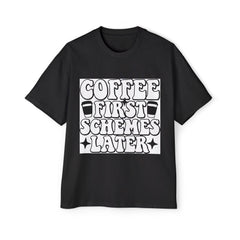 Coffee First Schemes Later Oversized Tee - Casual Men’s T-Shirt for Coffee Lovers