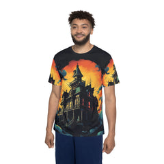 Halloween Haunted House Sports Premium Jersey - Spooky Graphic Tee for Men