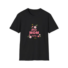 Best Mom Even Unisex Softstyle Parents T-Shirt - Floral Design for Mother's Day and Everyday Wear