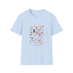 Stay Wild Floral Unisex Girls T-Shirt - Softstyle Nature Tee for Garden Lovers
