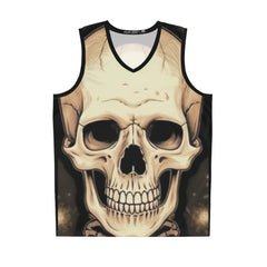 Skull Print Basketball Jersey - Edgy Sports Wear for Halloween & Daily Wear