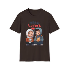 Cute Cat Lovers Unisex Relatonship T-Shirt - 'Meow Lovers' Design