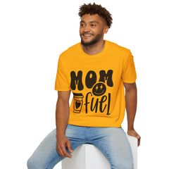 Mom Fuel Printed English quotes Unisex T-Shirt - Softstyle Coffee Lover Tee for Mothers