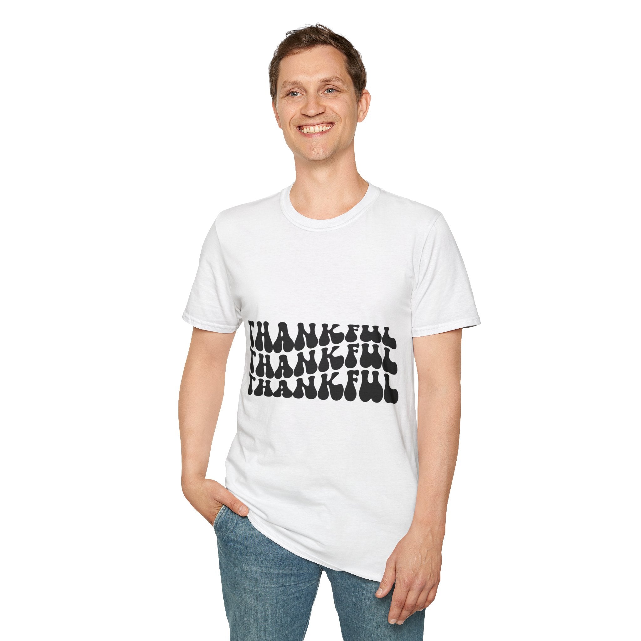 Thankful Printed English quotes Unisex Softstyle T-Shirt - Perfect for Gratitude Celebrations and Everyday Wear