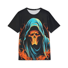 Men's Sports Premium Jersey - Grim Reaper Flame Design, Perfect for Sports and Halloween!