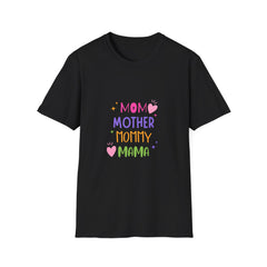 Colorful Mom Typography Unisex Softstyle Parents T-Shirt