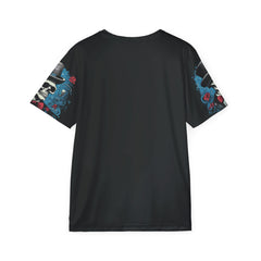 Gothic Gentleman Sports Jersey, Unique Skull Design Premium Tee, AOP Jersey for Halloween, Men's Gothic Apparel, Stylish Casual Wear