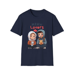 Cute Cat Lovers Unisex Relatonship T-Shirt - 'Meow Lovers' Design