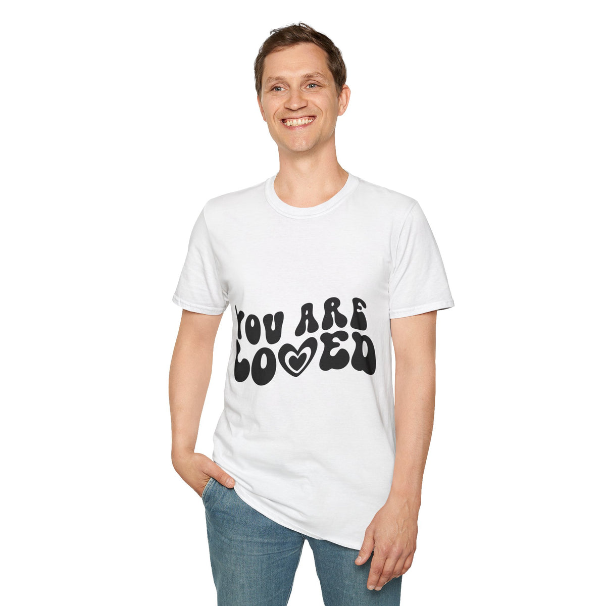 You Are Loved Printed English quotes  Unisex Softstyle T-Shirt - Comfort & Positivity