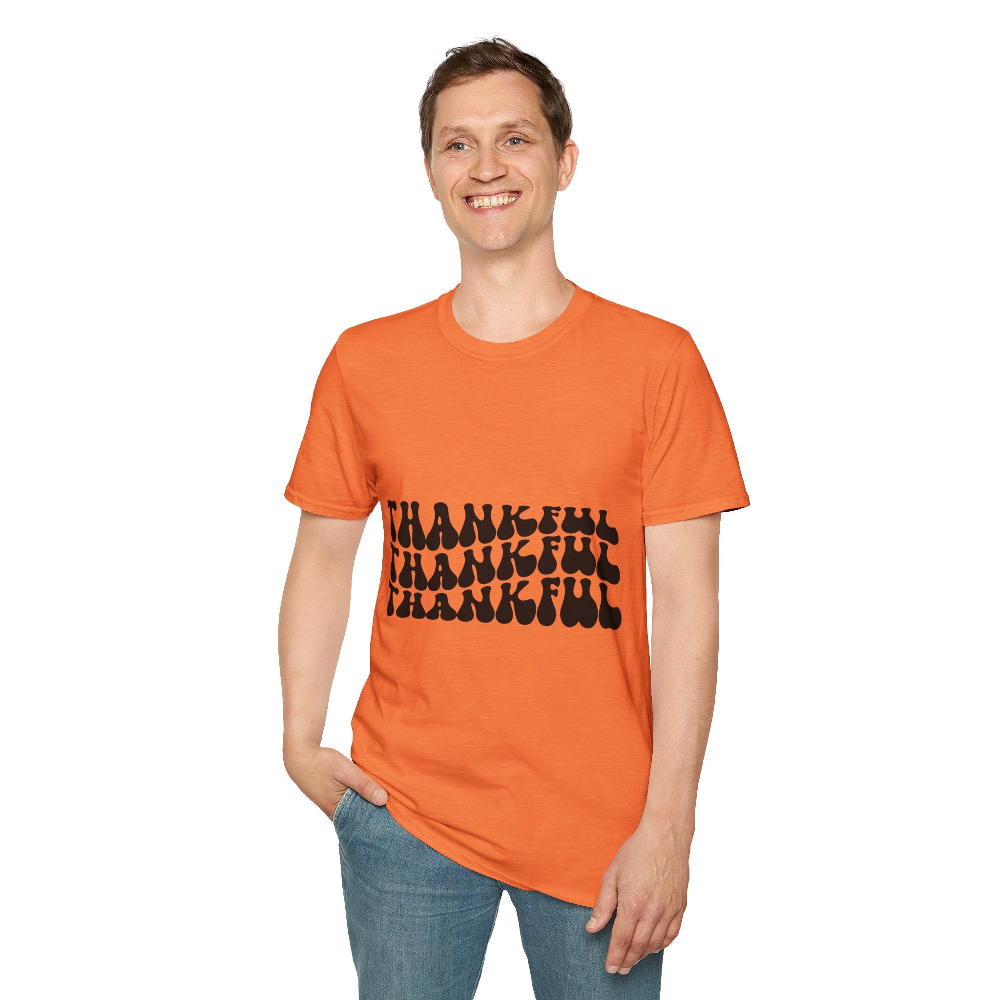 Thankful Printed English quotes Unisex Softstyle T-Shirt - Perfect for Gratitude Celebrations and Everyday Wear