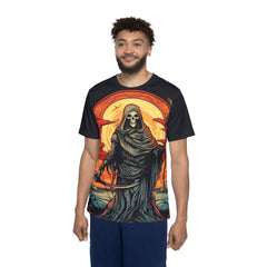 Men's Graphic Sports Premium Jersey - Grim Reaper Design for Halloween & Gaming Enthusiasts