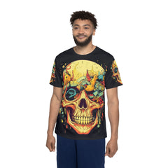 Men's Skull Graphic Sports Premium Jersey - Vibrant Athletic Wear for Halloween and Festivals