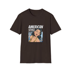 Vintage American Style Tee - Unisex Softstyle Girls T-Shirt with Retro Design