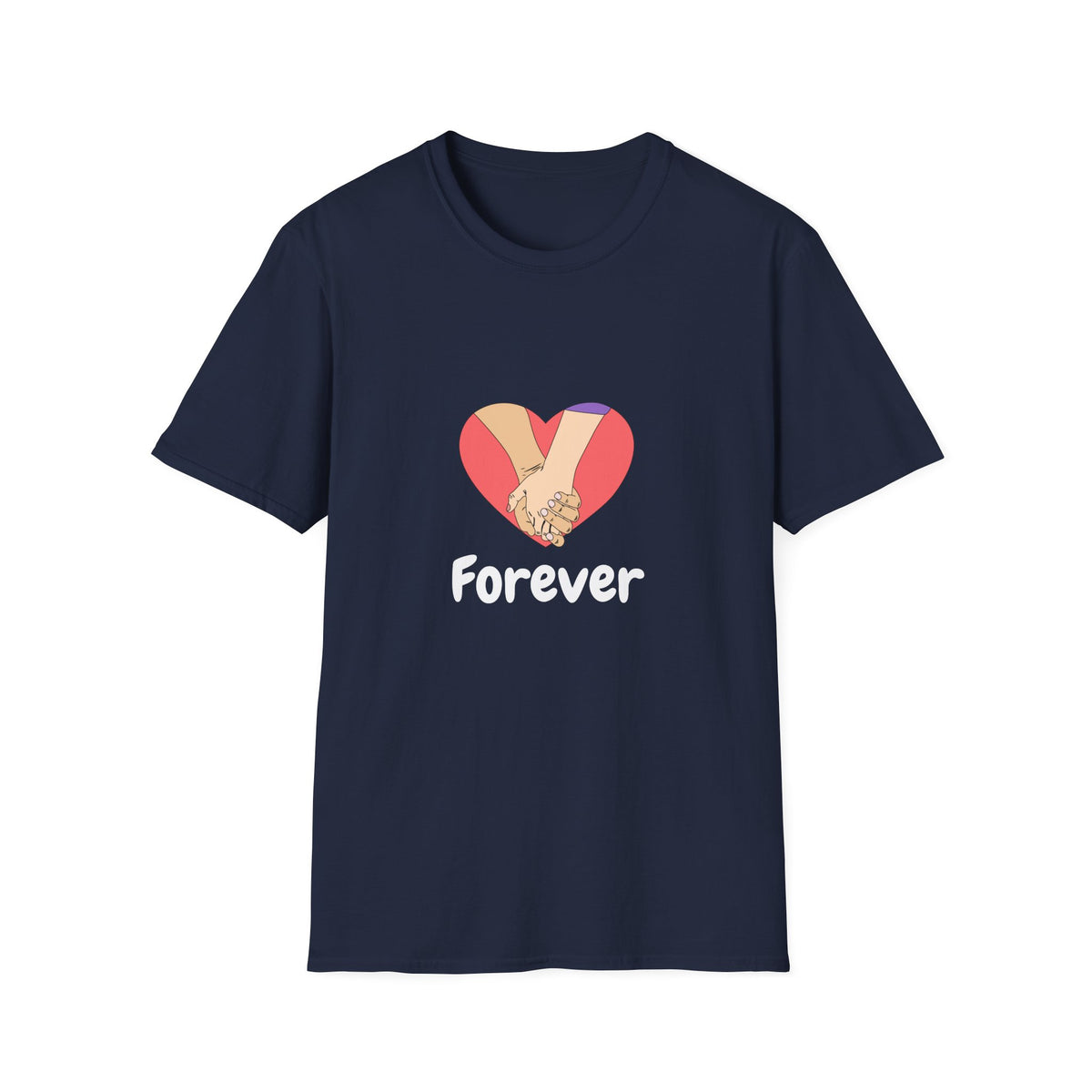 Forever Love Unisex Softstyle Relatonship T-Shirt - Handholding Heart Design