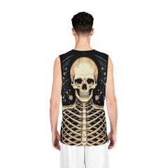 Skull Print Basketball Jersey - Edgy Sports Wear for Halloween & Daily Wear