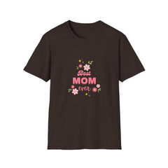 Best Mom Even Unisex Softstyle Parents T-Shirt - Floral Design for Mother's Day and Everyday Wear